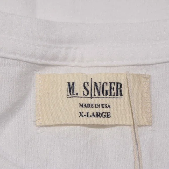 M. Singer NWD Long Sleeve T-Shirt Size XL in Solid White 100% Cotton - Picture 8 of 10